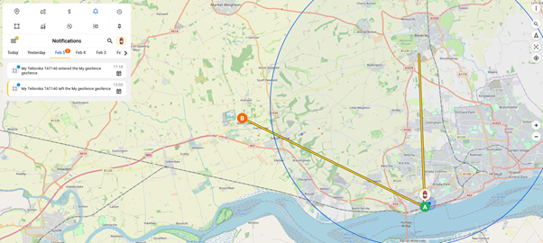 Louise's campervan outside of geofence area