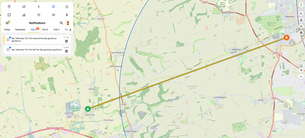Louise's campervan outside of geofence area